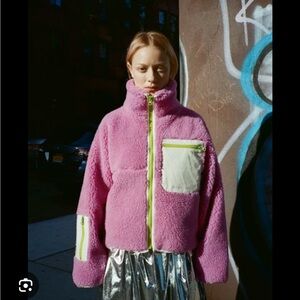 Sandy Liang Ponyo Fleece XS - Pink / Lime Accents
